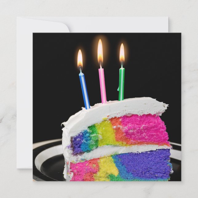 Invitación Fiesta de pastel de cumpleaños Rainbow (Anverso)