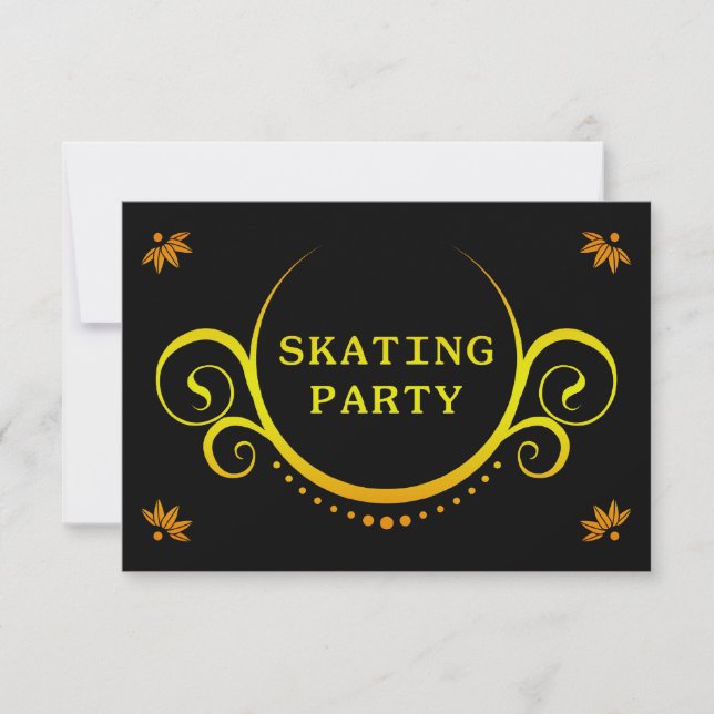 Invitación fiesta de patinaje elegante (Anverso)