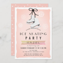 Fiesta de Patinaje Hielo Invierno Retro Rosado Cum