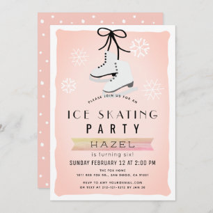 Invitación Fiesta de Patinaje Hielo Invierno Retro Rosado Cum