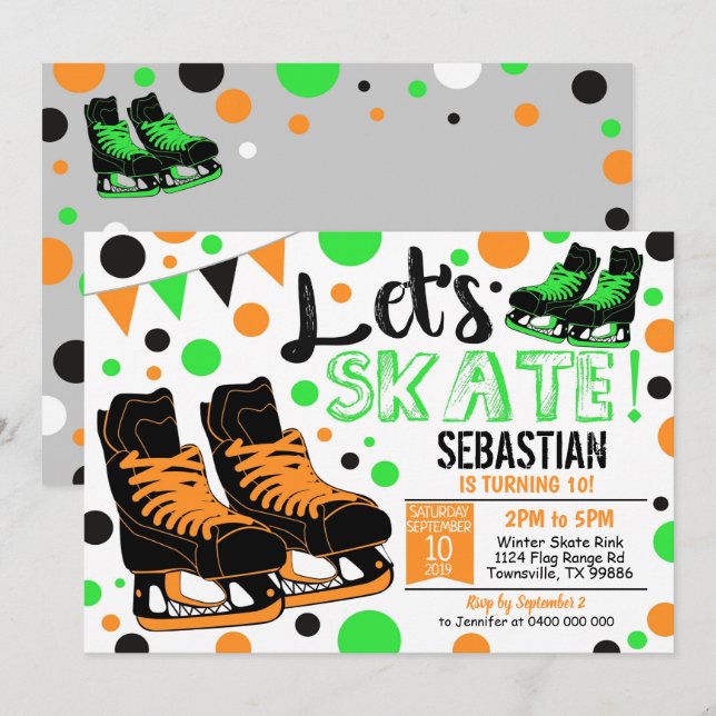 Invitación Fiesta de Patinaje Hielo Invitado (Anverso / Reverso)