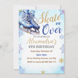 Invitación Fiesta de patinaje sobre hielo Cumpleaños Fiesta d