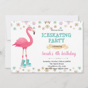 Invitación Fiesta de patinaje sobre hielo flamingo