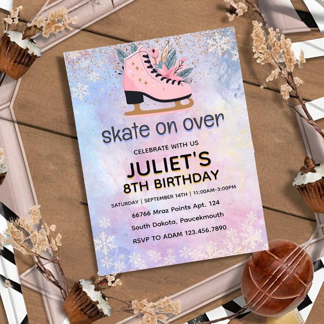 Invitación fiesta de patinaje sobre hielo fresco de 8 años (Subido por el creador)
