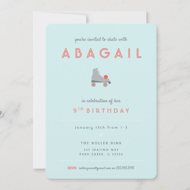 Invitación Fiesta de patinaje sobre ruedas (Anverso)