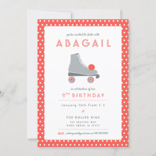 Invitación Fiesta de patinaje sobre ruedas - Coral