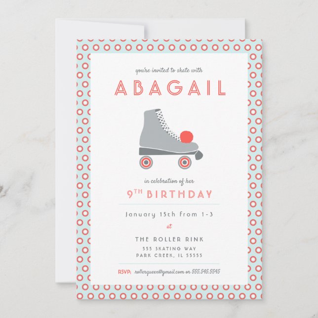 Invitación Fiesta de patines sobre ruedas (Anverso)