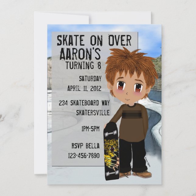 Invitación Fiesta de patineta (Anverso)