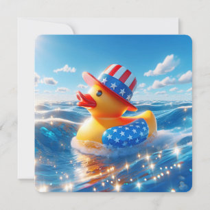 Invitación Fiesta de patos de goma amarillos patrióticos