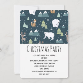 Invitación Fiesta de patrón de animales de invierno de Navida