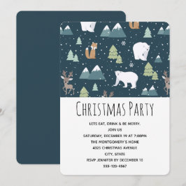 Invitación Fiesta de patrón de animales de invierno de Navida