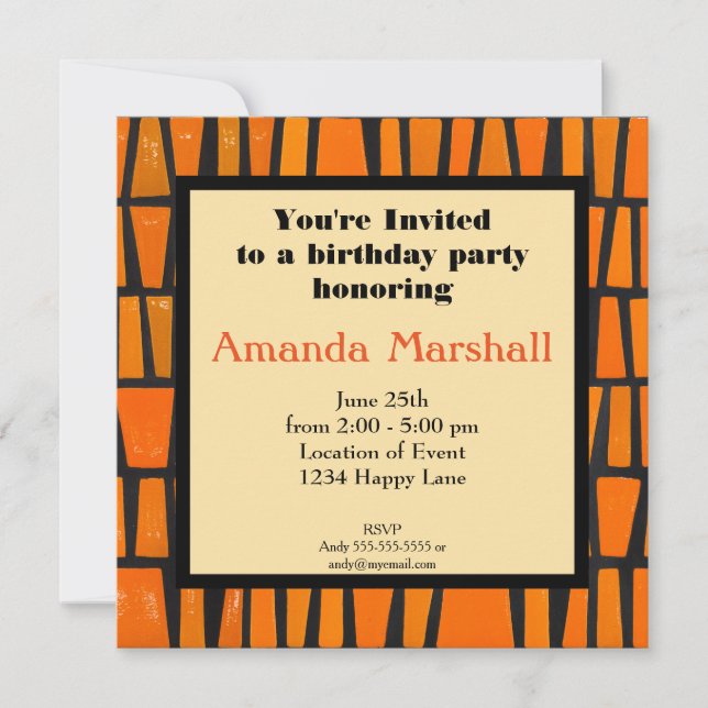 Invitación Fiesta de patrón tribal africano (Anverso)