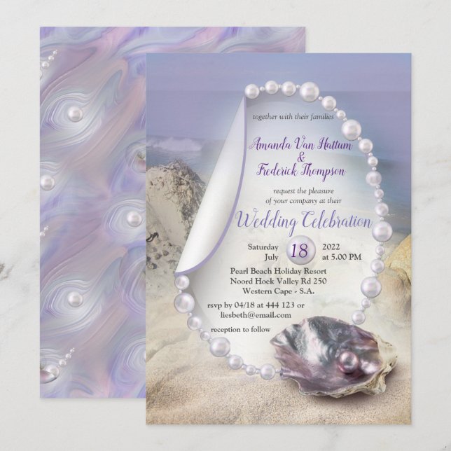 Invitación Fiesta de Pearls Beach (Anverso / Reverso)