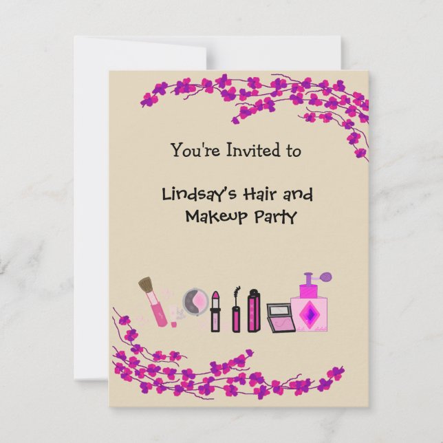 Invitación Fiesta de pelo y maquillaje (Anverso)