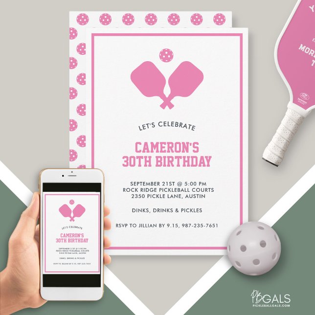Invitación Fiesta de pelota de pádel Personalizado blanco ros (Subido por el creador)