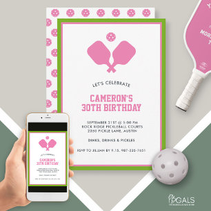 Invitación Fiesta de pelota de pádel Personalizado verde rosa
