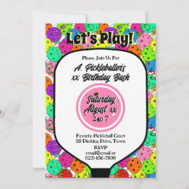 Invitación Fiesta de pelota globos foto rosada de Confetti