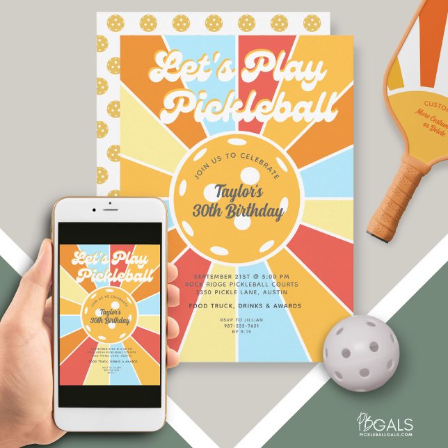Invitación Fiesta de pelota Guay Retro Sunburst Stripes (Subido por el creador)