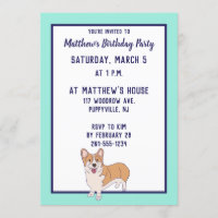 Fiesta de Pembroke Welsh Corgi Personalizado invit