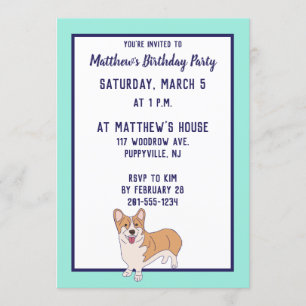 Invitación Fiesta de Pembroke Welsh Corgi Personalizado invit