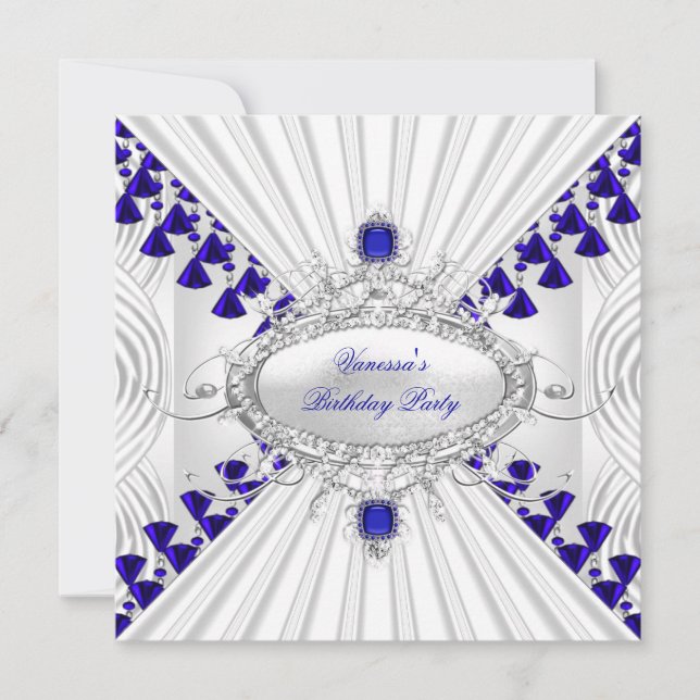 Invitación Fiesta de perlas de imágenes reales de diamantes b (Anverso)