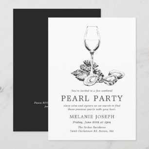 Invitación Fiesta de Perlas Ensayo de Fiesta Estilo Mínimo