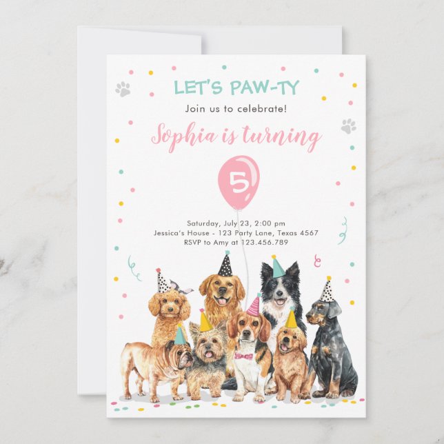 Invitación Fiesta de Perro  Chica de Pato (Anverso)