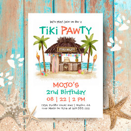 Invitación Fiesta de perros de playa tropical Tiki Pawty