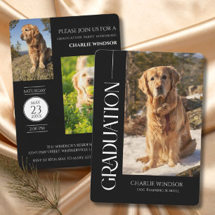 Invitación Fiesta de Perros Graduación en Blanco y Negro