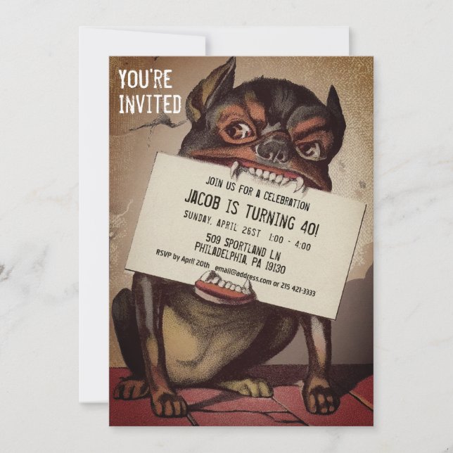 Invitación Fiesta de Personalizable de perro de estilo victor (Anverso)