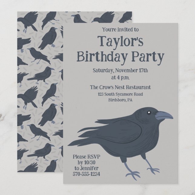 Invitación Fiesta de Personalizado gris claro de pene negro (Anverso / Reverso)