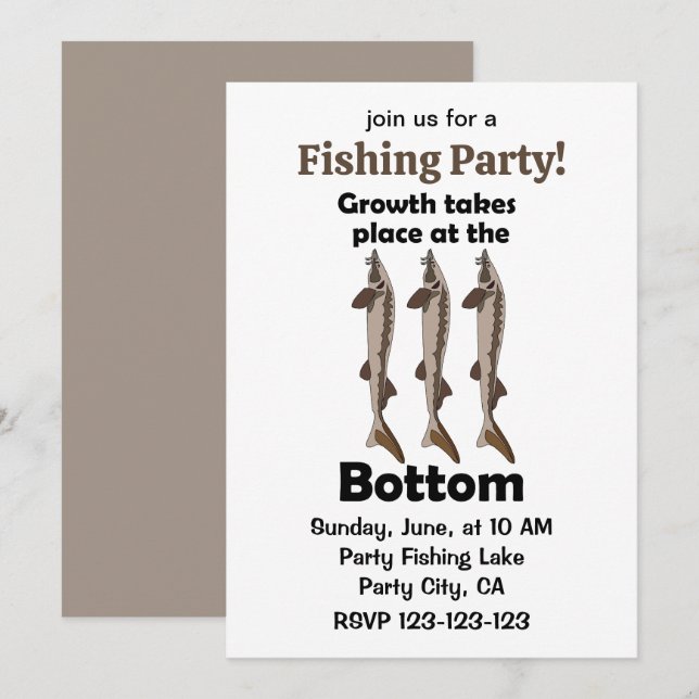 Invitación Fiesta de Pesca de Esturión Pez del Fondo (Anverso / Reverso)