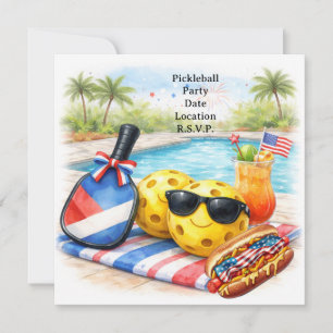 Invitación Fiesta de Pickleball 4 de julio Día de la Independ