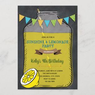 Invitación fiesta de picnic Chalkboard lemonade bbq
