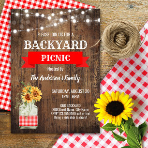 Invitación Fiesta de picnic en el patio trasero