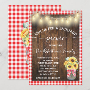 Invitación Fiesta de picnic en el patio trasero con girasoles
