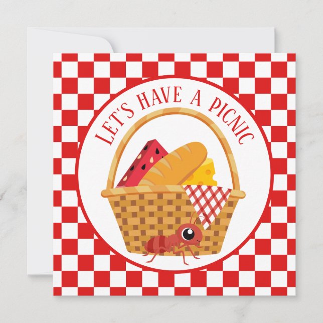 Invitación fiesta de picnic lindo (Anverso)