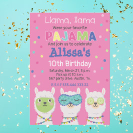 Invitación FIESTA de pijama de Lama, pijamada, spa