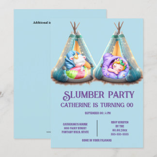 Invitación Fiesta de pijama tepee para niños con sueño lento