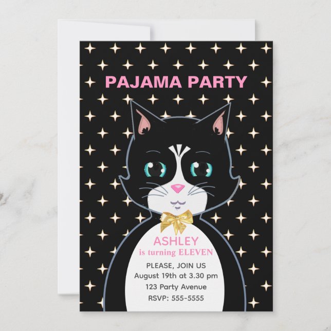 Invitación  Fiesta de pijamas  (Anverso)