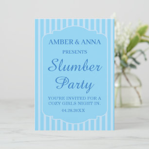 Invitación FIESTA DE PijAMAS CON NOMBRE PERSONALIZADO AZUL CL