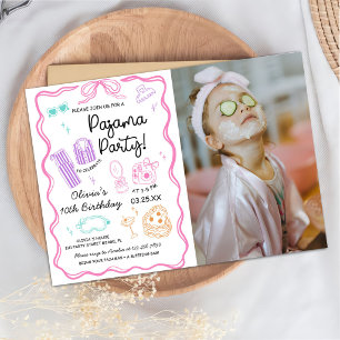 Invitación Fiesta de pijamas cumpleaños foto linda