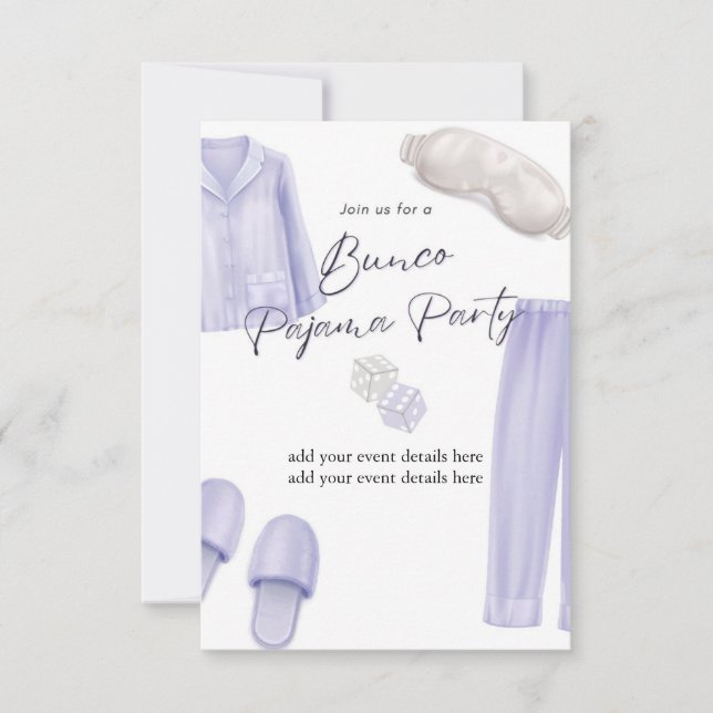 Invitación fiesta de pijamas de bunco (Anverso)