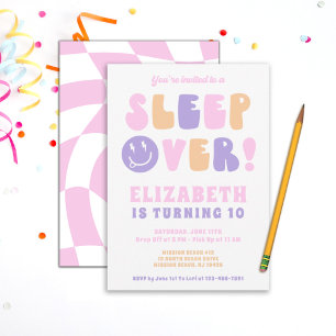 Invitación Fiesta de pijamas de chicas retro