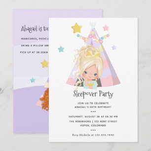 Invitación Fiesta de pijamas de cumpleaños de niña
