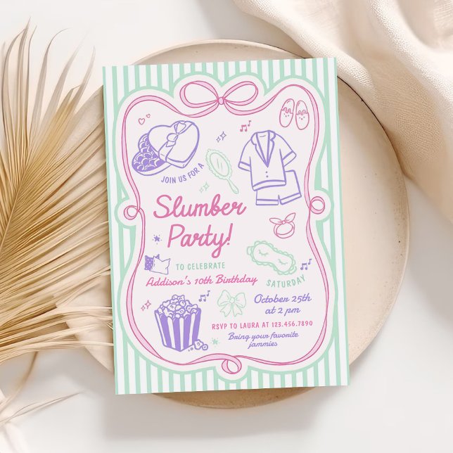Invitación Fiesta de pijamas de cumpleaños de niña (Subido por el creador)