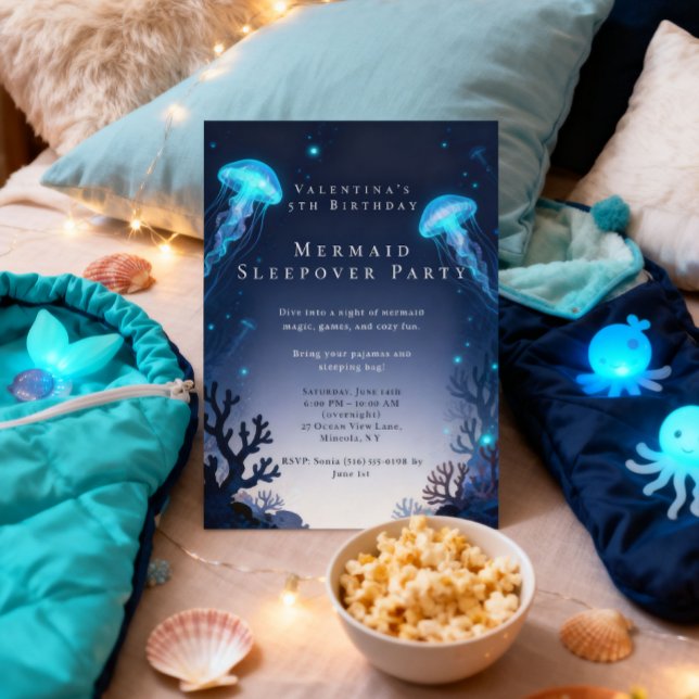 Invitación Fiesta de pijamas de cumpleaños de sirena Sleepove (Subido por el creador)