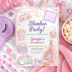 Invitación Fiesta de pijamas de cumpleaños para niñas