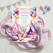 Fiesta de pijamas de cumpleaños Teepee encantador