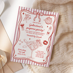 Invitación Fiesta de pijamas de Galentines Chicas Fiesta de S